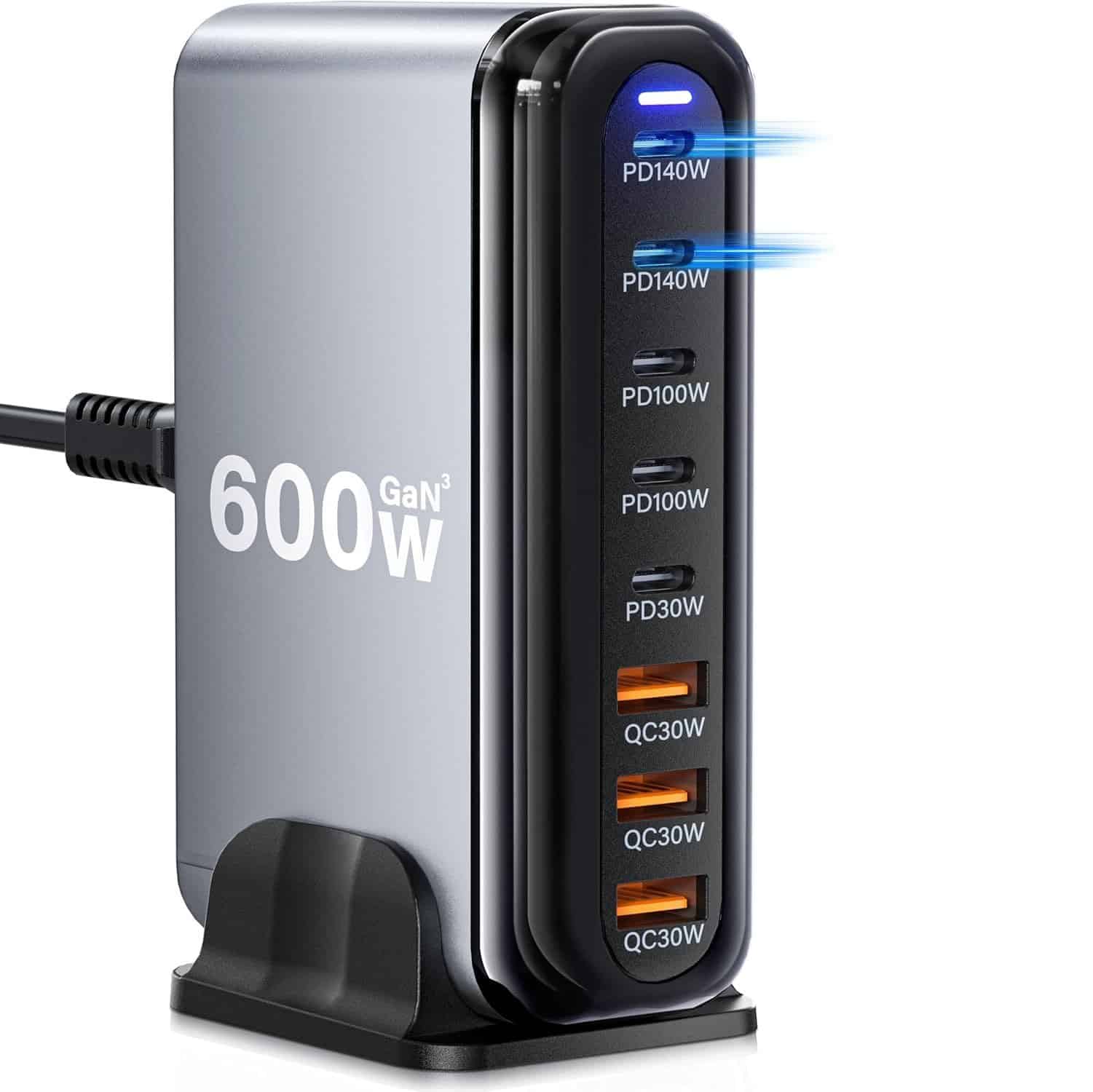 600W 8-Port GaN Charger Dock, 140W/100W USB-C & 30W USB-A, for MacBook, iPad, iPhone, Samsung, Pixel, Dell – Laptop & Phone Charging Station 600W 8-Port GaN Charger Dock, 140W/100W USB-C & 30W USB-A, for MacBook, iPad, iPhone, Samsung, Pixel, Dell – Laptop & Phone Charging Station